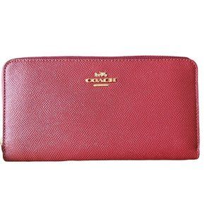 Coach Long Zip Around Wallet Cherry Gold Hardware